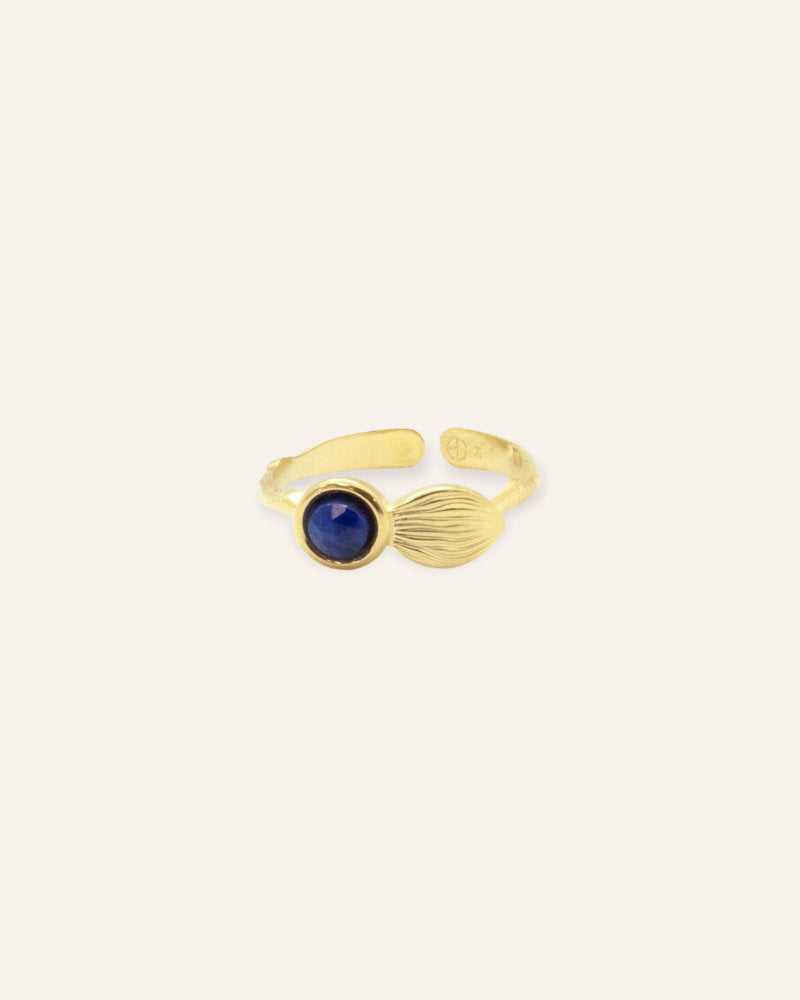 Bague D sir plaqu or et lapis lazuli AGLAIA